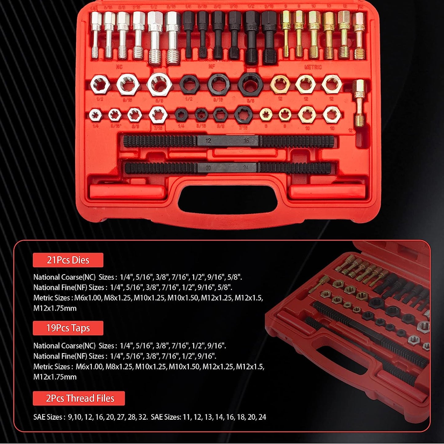 AspireArtisans 42Pc Thread Chaser Set | Durable, Efficient Rethreading